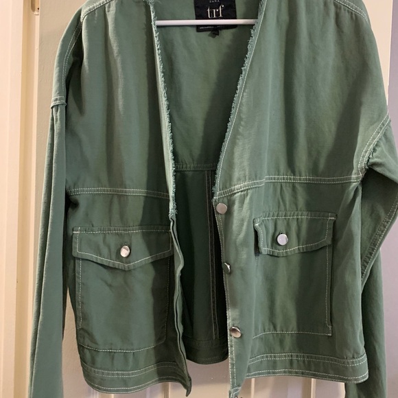 zara green denim jacket